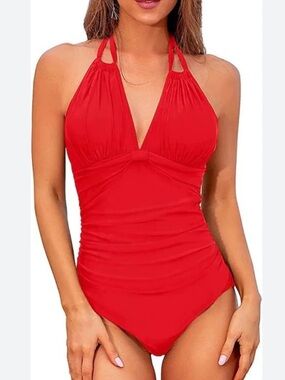 Cupshe red one piece swim nwt